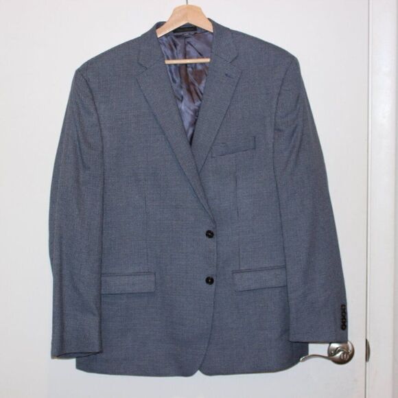 Lauren Ralph Lauren blue Check Slim Fit Two Button Blazer Jacket Men's Size 48R - Picture 1 of 11